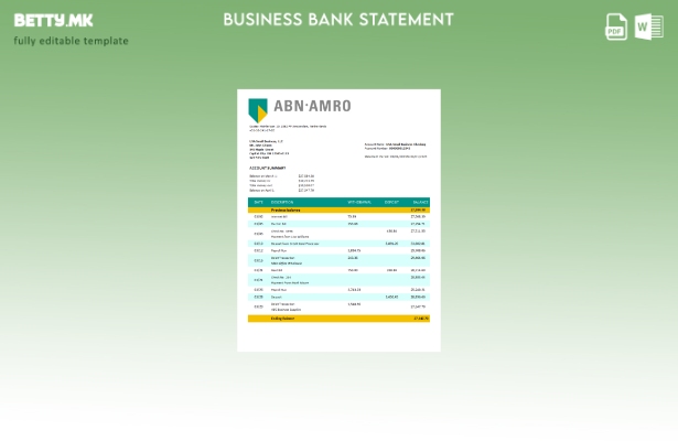 Модерен стил на ABN Amro Bank за проверка на изводот на сметката Шаб